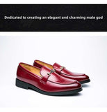 New Loafers Men Shoes PU Solid Color Fashion Business Casual Wedding Party Daily Classic Metal Chain Slip-on Dress Shoes CP081 Mart Lion   