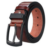 Maikun Men's Vintage Casual Belt Black Pin Buckle Student Versatile Leather Wide Belt Mart Lion Brown 95cm 