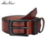 Maikun Men's Vintage Casual Belt Black Pin Buckle Student Versatile Leather Wide Belt Mart Lion   