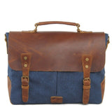 Unisex Men's Bag Canvas Leather Briefcase Handbag Messenger Laptop Shoulder Mart Lion dark blue  