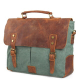 Unisex Men's Bag Canvas Leather Briefcase Handbag Messenger Laptop Shoulder Mart Lion coral green  
