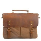 Unisex Men's Bag Canvas Leather Briefcase Handbag Messenger Laptop Shoulder Mart Lion coffee  