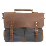 Unisex Men's Bag Canvas Leather Briefcase Handbag Messenger Laptop Shoulder Mart Lion dark grey  