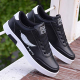 White Vulcanized Sneakers Boys Flat Shoes Men's Autumn sneakers Canvas Sneakers Mart Lion 8610-black 39 