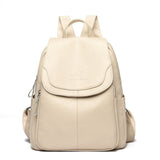Women Large Capacity Backpack Purses Leather Female Vintage School Bags Travel Bagpack Ladies Bookbag Rucksack Mart Lion Beige  