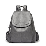 Women Large Capacity Backpack Purses Leather Female Vintage School Bags Travel Bagpack Ladies Bookbag Rucksack Mart Lion Gray  