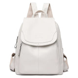 Women Large Capacity Backpack Purses Leather Female Vintage School Bags Travel Bagpack Ladies Bookbag Rucksack Mart Lion White  