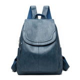 Women Large Capacity Backpack Purses Leather Female Vintage School Bags Travel Bagpack Ladies Bookbag Rucksack Mart Lion Light Blue  