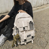 Women School Backpack Black Nylon Bagpack  Female Anti Theft Rucksack Casual Lady Travel Backpacks Korean Back Pack Mochila Mart Lion beige white1 China only bag