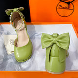 Women's Heels Mary Janes Shoes Lolita Summer Girls Butterfly Party Green Luxury Trend High Heel Kawaii Elegant Mart Lion   