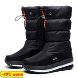 Women snow boots platform winter boots thick plush waterproof non-slip boots winter shoes warm fur botas mujer Mart Lion Black 36 