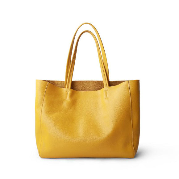 luxury Soft Genuine Leather Women Shoulder Bags Large Capacity Female Totes Bag Designer Leather Lady Handbag Casual Mart Lion Lemon Yellow Horizon China 
