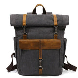 vintage Canvas Leather Backpacks Laptop Daypack for Traveling Teenager Back Pack Student Computer Rucksacks Mart Lion dark gray  