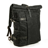 vintage Oil Waxed Canvas Backpack Laptop Bag Multifunctional Outdoor Anti-theft Waterproof Travel Bag Leisure Mart Lion black  