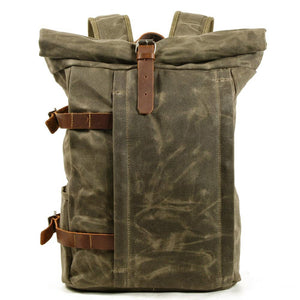 vintage Oil Waxed Canvas Backpack Laptop Bag Multifunctional Outdoor Anti-theft Waterproof Travel Bag Leisure Mart Lion   